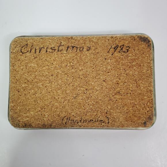 Vintage 83' Hearts Floral Cross Stitch Handmade Glass Paperweight Office Decor - Picture 6 of 11